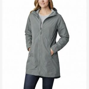 Columbia Omni Shield Advanced Repellency Sage Green Hooded Rain Jacket